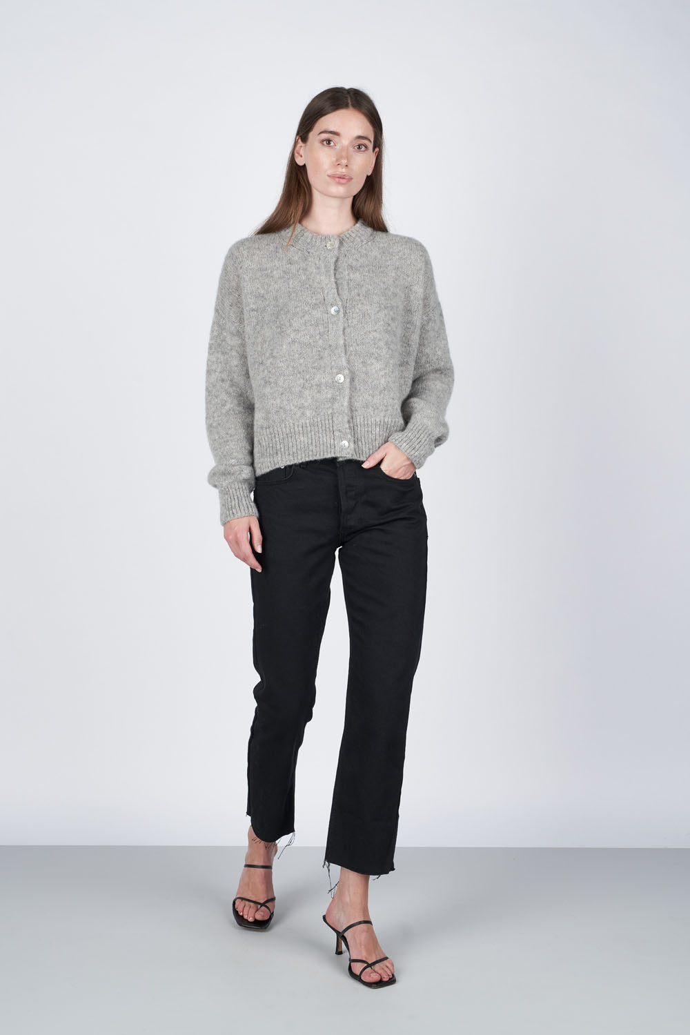 O'TAY Fuzzy Cardigan Cardigans Light Grey