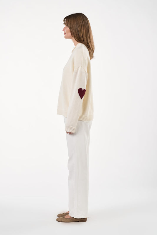 Kaia Sweater - Off White/Bordeaux