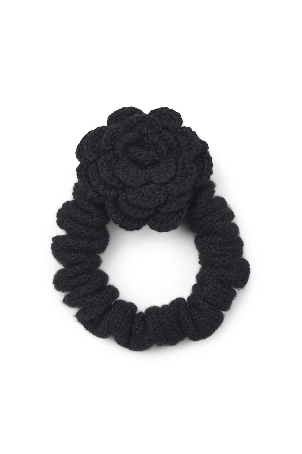 Small Scrunchie w/Flower - Black