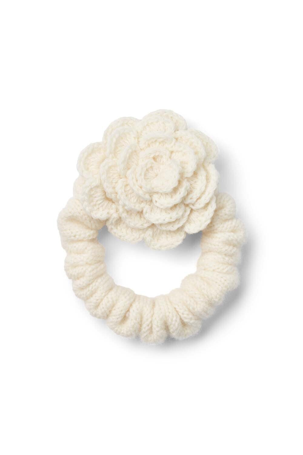 Small Scrunchie w/Flower - Off White