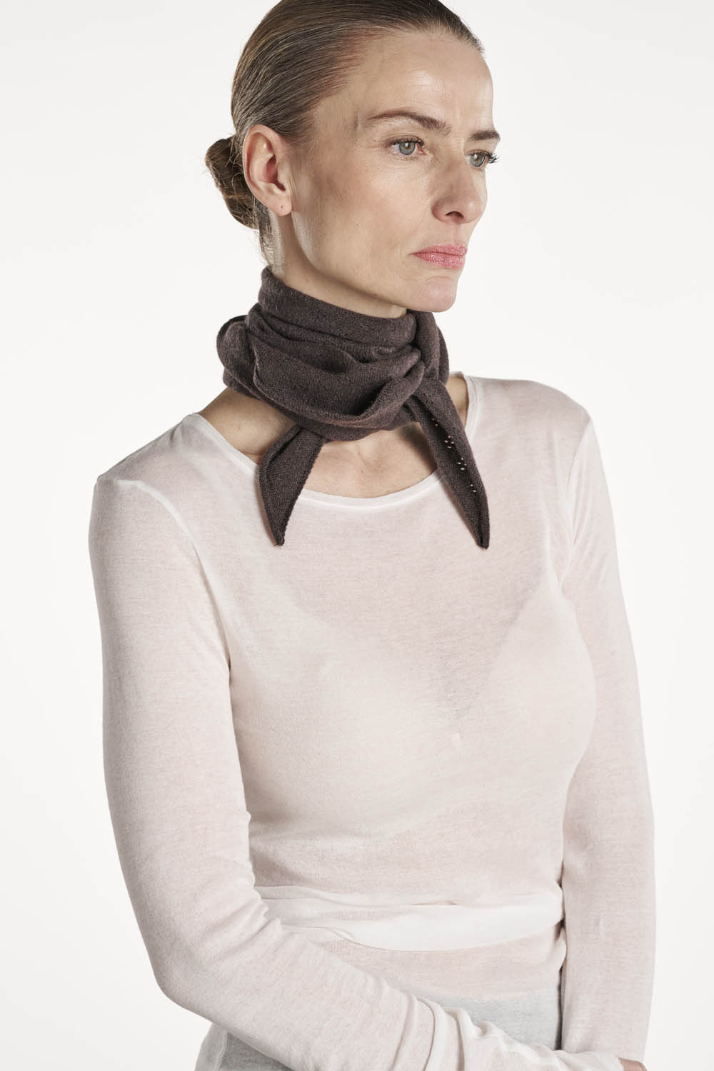 Nessa Scarf Pointelle - Dark Chocolate