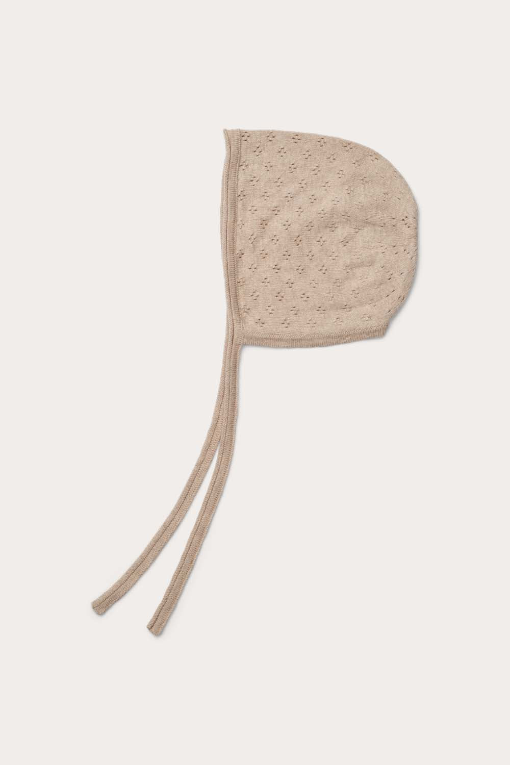 Little O'TAY Arden Hat w/Tie Pointelle Huer Dark Oat